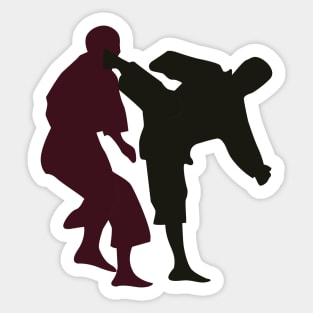 Silhouettes of Martial Artists Fighting Sticker